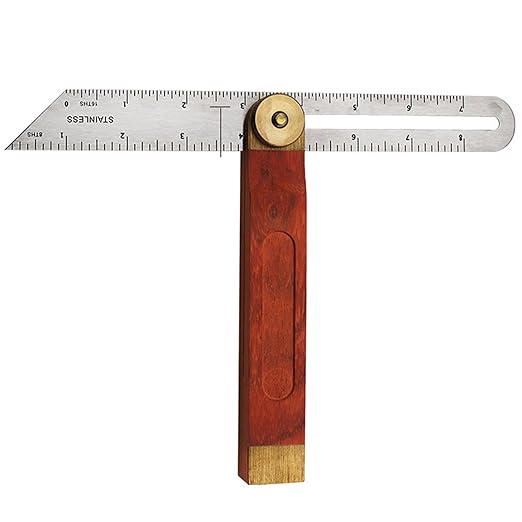 Sliding T-Bevel Gauge, T Bevel Angle Finder with Wooden Handle, Woodworking Measurements Ruler with Locking Mechanism and Dual Scales for Carpenter