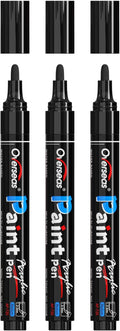 Overseas 3 Pack Black Acrylic Paint Pens Paint Markers Medium Tip | Waterproof by Overseas