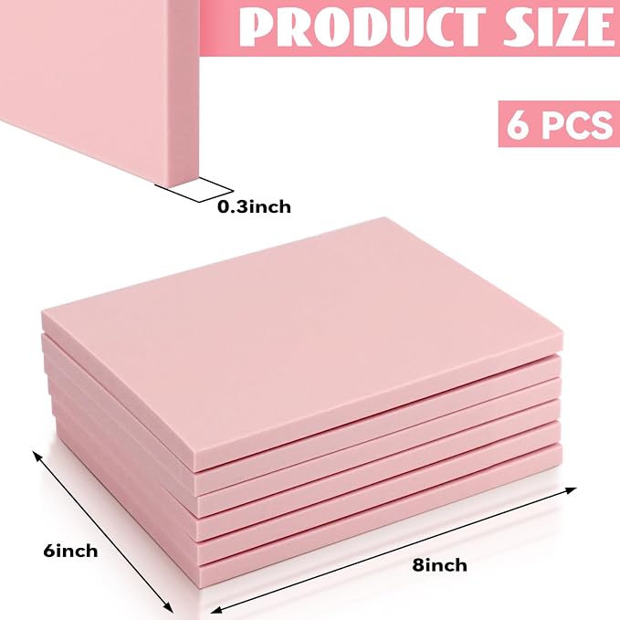 6 Pack 8"x6" Pale Pink Rubber Stamp Carving Blocks Rubber Carved Brick Soft - Image 2