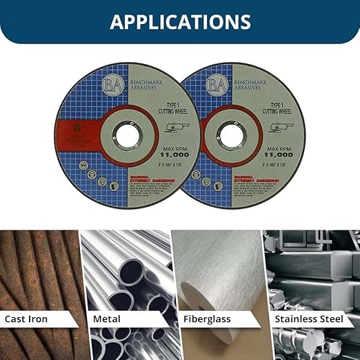 Benchmark Abrasives 5 Inch Aluminum Oxide Self Sharpening Grinder Cut Off Wheels for Meta and Steel, .045" Thick 7/8" Arbor, Angle Grinder Cutting Disc, Type 1 Thin Grinding Cutting Wheel - 25 Pack