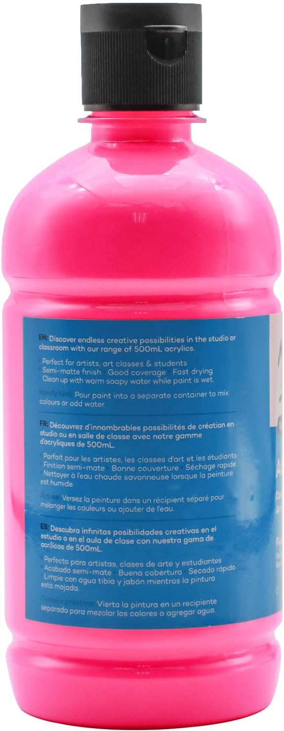 Mont Marte Signature Fluoro Pink Acrylic Paint, Semi-Matte Finish, 12 Colors - Image 5