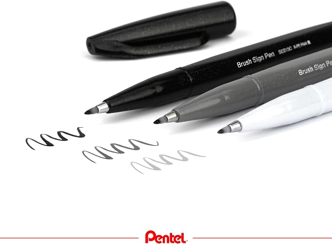 Pentel Fude Touch Sign Pen, Felt Pen Like Brush Stroke - Image 7