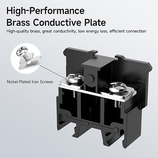 5Pcs JHY1 DIN Rail Terminal Blocks, 600V 63A, 16-10mm², Detachable & Assemblable Terminal Strip Blocks, 10Pcs 16-14 AWG Insulated Fork Spade Wire Connectors & 4.92 Inch DIN Rail Included