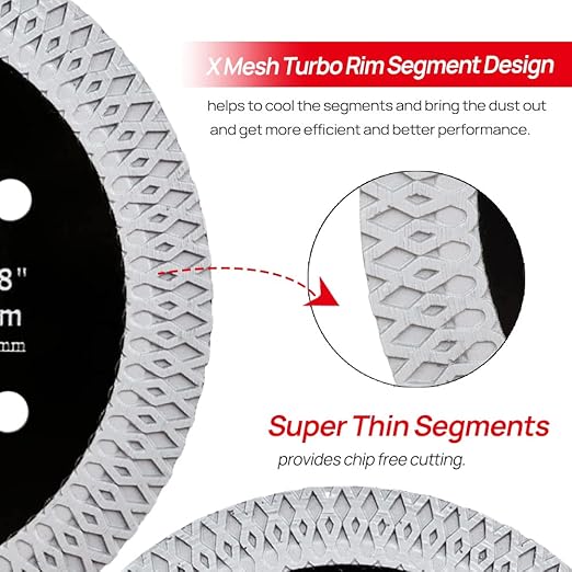 DT-DIATOOL Diamond Tile Blade 3-3/8" (85mm) Cutting Porcelain Tile Ceramic Marble Granite Circular Saw Blade with X Mesh Segment Arbor 10mm-15mm