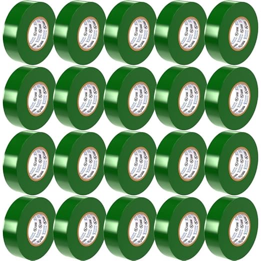 OHLECTRIC Professional Grade Vinyl Electrical Tape (20 Pack) Green - 7 Mil Thick Flame-Retardant, Heat & Weather Resistant 3/4 Inch x 60 Feet | Ideal for Contractors & Electricians