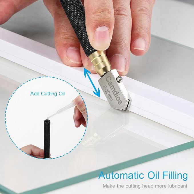 Glass Cutter 2mm-20mm, Upgrade Glass Cutter Tool, Pencil Style Oil Feed Carbide - Image 3