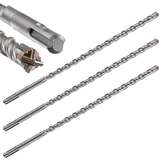 Concrete Drill Bit lengthening 3pcs 7/16" X 12"-10" Cross-Type Double Thread Carbide Material Suitable for Concrete, Brick, Cement Walls, Stone, Extra Long Hammer Drill Bits for Concrete