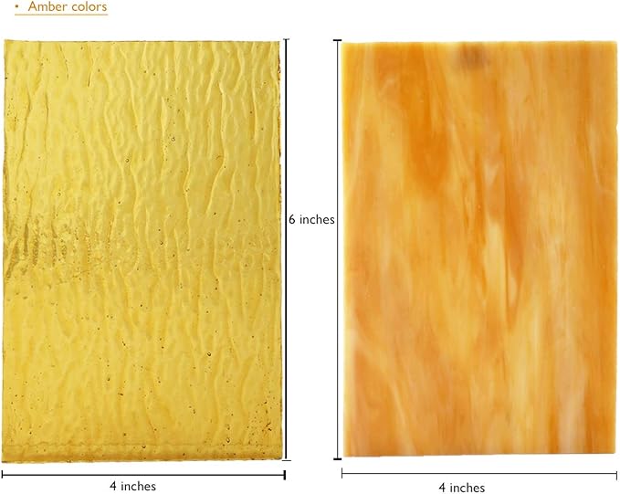 Lanyani（10 Sheets）Amber Variety Stained Glass Sheets 4 x 6 inch Opal Art Glass - Image 4