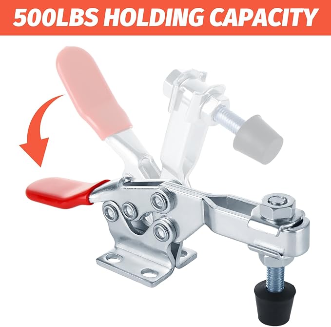 Acrux7 8 Pack Toggle Clamp, Quick Release Hold Down Clamps 500 LBS Holding Capacity, GH-225D Horizontal Adjustable Toggle Clamp for Woodworking, Smoker, Doors, Cabinets, Tool Boxes