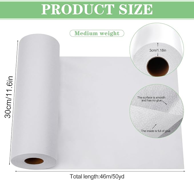 Medium Weight 11.6" x 50 yd White Fusible Interfacing - Image 2