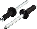 Linkup 140pcs pack 3/16'' x 1/2'' Black pop blind Rivets, 4.8mm x 12mm Black pop rivets,Aluminum Body Steel Mandrel Rivets (Black),Dome Head aluminum rivets