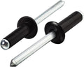 Linkup 300pcs pack 1/8'' x 1/2'' Black pop blind Rivets, 3.2mm x 12mm Black pop rivets,Aluminum Body Steel Mandrel Rivets (Black),Dome Head aluminum rivets