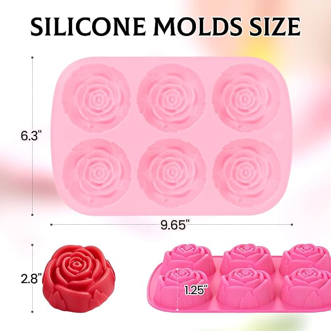 SJ Rose Soap Molds 2 Packs, Flower Design Silicone Soap Molds - Image 3