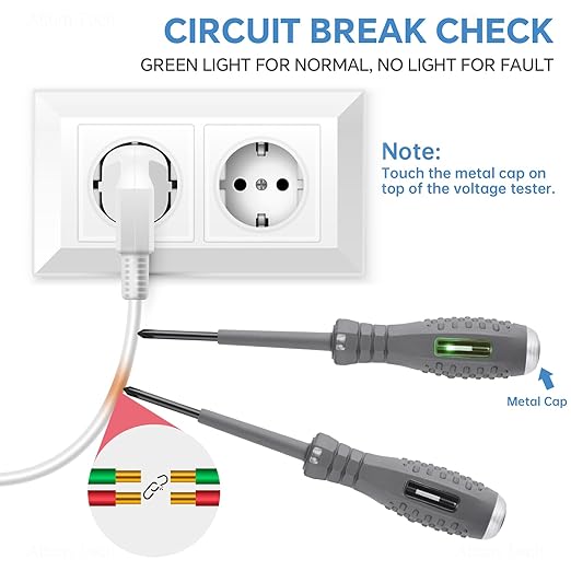 Tomorotec 2PCS Voltage Tester Screwdriver Set - Multifunctional, Magnetic Tips for Enhanced Efficiency, Dual-Use Design with Neon Light Display for AC/DC Circuit Detection, Comfortable Anti-Slip Grip