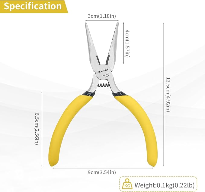 BOOSDEN 5" Needle Nose Pliers-10 Pack, Long Nose Pliers Set with Side Cutter, Mini Fine Needle Nose Pliers with Serrated Jaws, Precision Small Needle Nose Pliers for Jewelry Making/Electronics/Craft