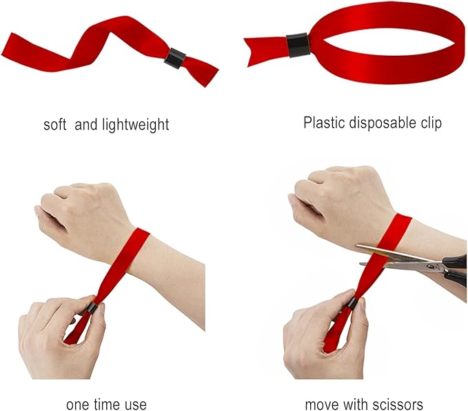 100 Pack Wrist Bands|Red Wristbands for Events|Wristbands for Concerts Festival Admission Party|13.78” x 0.59”