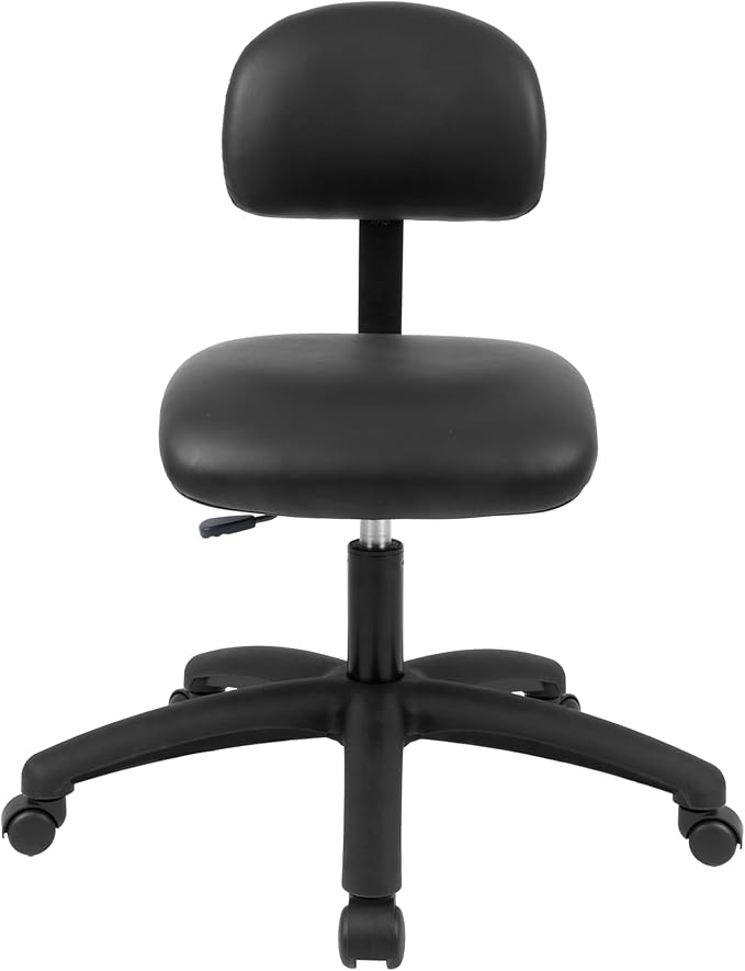 Chair Master FSS Series Square seat Low (17"-22") seat Height Chair. Vinyl-for Office, Garage, Desk, Shop, Computer, Doctor, Medical, Easy to Clean! NO Footring (Black, Low, _Standard Casters)