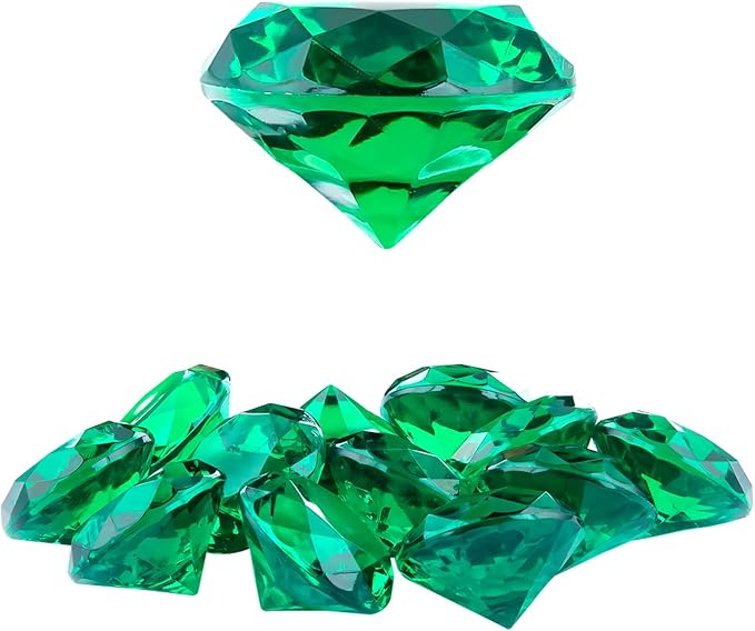 Niceup 26PCS Fake Emeralds Green Gemstones Plastic Acrylic Diamond Gems Toys by Niceup