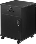 CLIPOP Rolling Storage Cabinet with Drawer, Home Office Cabinet with Lock, Under Desk Storage Cabinet for Home Office, Black
