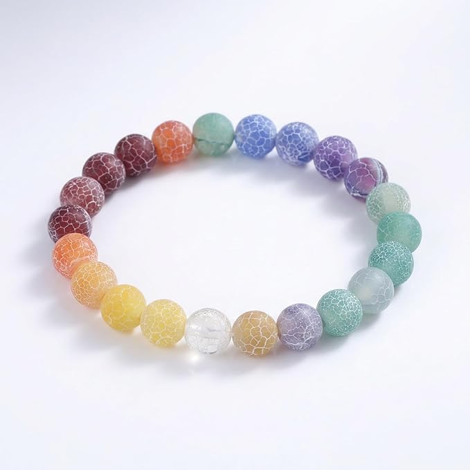 60pcs Natural Matte Rainbow Oxidized Gemstone Beads，6mm Frosted Round Loose - Image 4