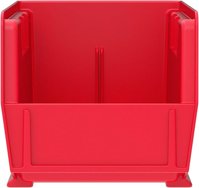 Akro-Mils 30230 AkroBins Plastic Storage Bins, Space-Saving Stackable Bins for Garage, Pantry, Craft Organization, 11-" x 5-" x 5-", Red, 12-Pack
