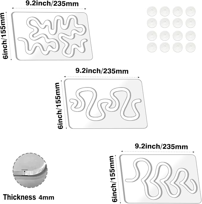 Kapyoo 3Pcs Free Motion Quilting Rulers and Templates Set Quilting Templates - Image 5