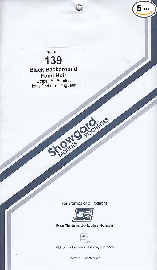 Strip Style Stamp Mounts Size 139 Black by Showgard