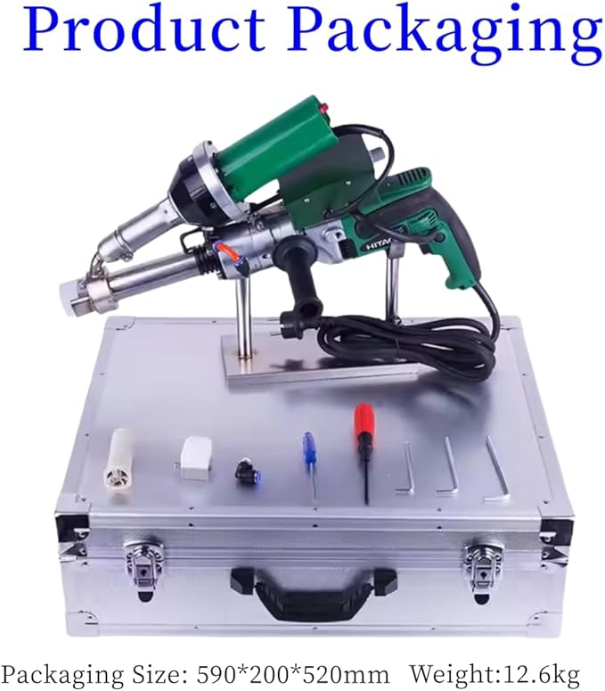1600W Hand Extrusion Welder Gun Plastic Handheld Extruder Dual Heating System Welding Gun PP HDPE LDPE Pipe Welding Machine (220V Extruder)