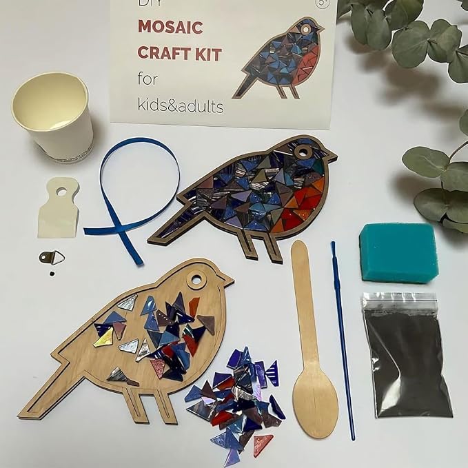 TATREBCRE DIY Mosaic Kit for Adults – Feather, Cat & Heart Designs – Christmas - Image 5