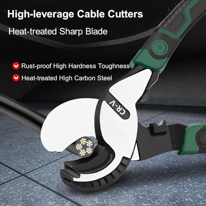 Wire Cutter Heavy Duty 8 Inch High Leverage Wire Cable Cutter Pliers Tool for Aluminum, Copper, Wire, Communications Cable