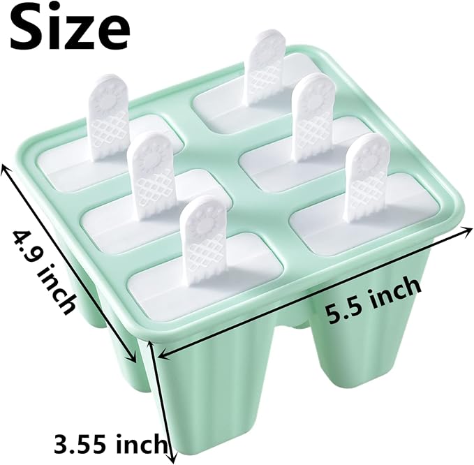 Popsicle Mold, Popsicle Molds 6 Pieces Silicone Ice Pop Molds BPA Free Popsicle - Image 2