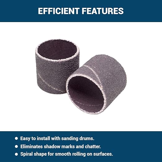Benchmark Abrasives 1" x 1" Aluminum Oxide Abrasive Spiral Bands for Rotary Tools, Drum Sleeves for Sanding Deburring Blending Polishing on Metals Plastic Wood Rubber (10 Pack) - 120 Grit