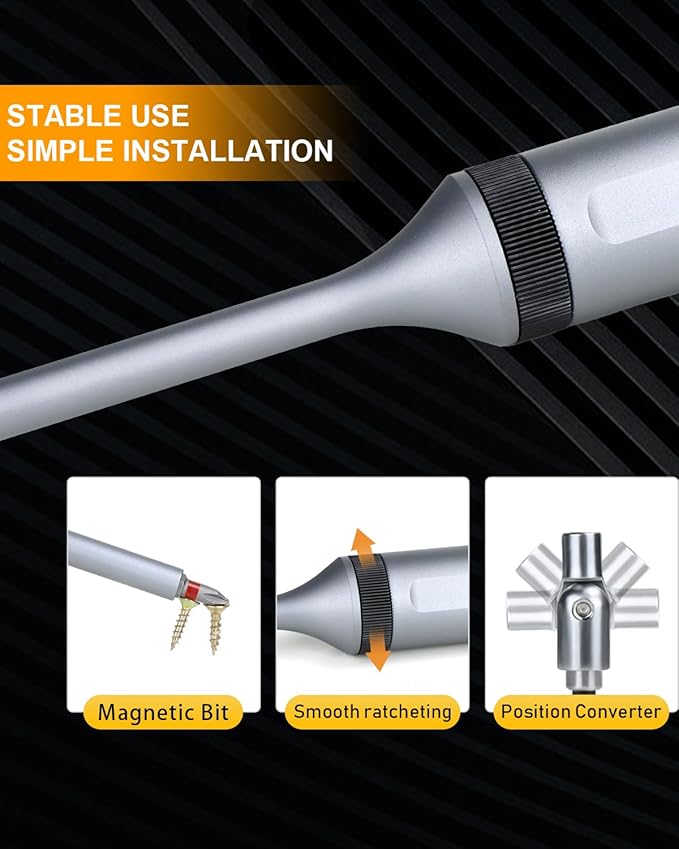 13-in-1 Ratcheting Screwdriver Set with 12 S2 Driver Bits, Direction Converter, and Magnetic Storage - Durable Aerospace Aluminum Handle for Household and Automotive Use.