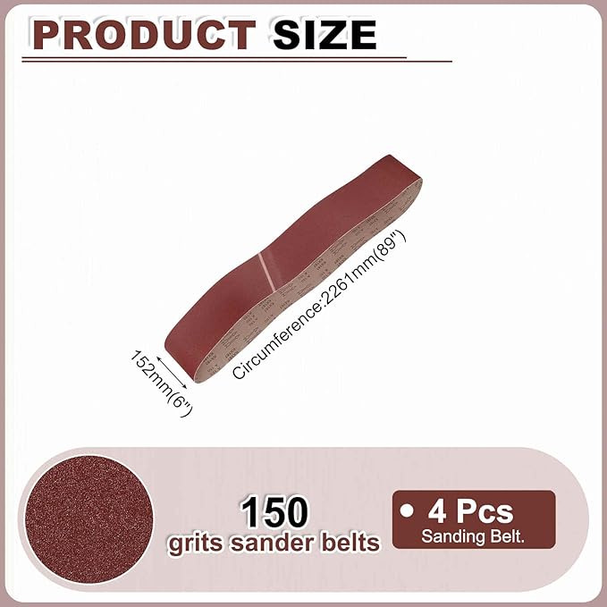 HARFINGTON 6 x 89 Inch Sanding Belts, 10 Pcs 150 Grits Aluminum Oxide Abrasive Belt Sander File Belt for Woodworking, Metal Polishing, Knife Sharpener