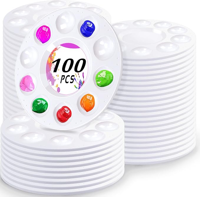 100 PCS Paint Tray Palettes for Kids, Plastic Paint Pallet by inifus