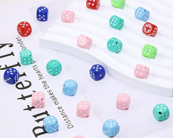 Tupalizy 10mm Acrylic Dice Beads Small 6 Sided Dice Charms - Image 4
