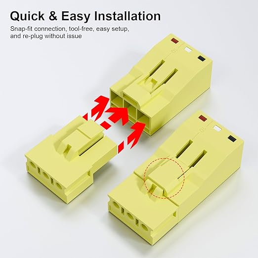 4Pcs Snap-on Quick Wire Connectors, 400V 6A 16-12 AWG, KV228-3P Connector for Luminaire Disconnect