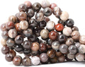 35PCS 10mm Natural Silicified Wood Jade Gemstone Round Loose Beads by CHEAVIAN