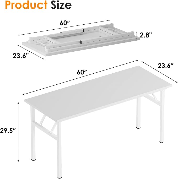Need Large Folding Computer Desk, 60 Inch Writing Table, Metal Frame, Sturdy - Image 3