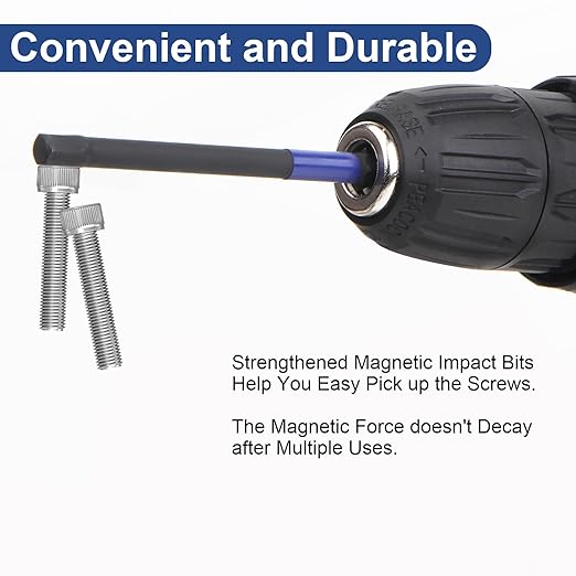 HPHOPE Impact Hex Head Allen Wrench Drill Bit Set 10 Pcs - SAE, TS2 Steel Hex Bits Set, 1/4” Hex Shank with Magnetism, 100mm Long with Storage Box.