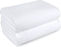 Amazon Basics 2 Piece Quick-Dry Oversize Bath Towel, 100% Cotton, White, 62" x 30"