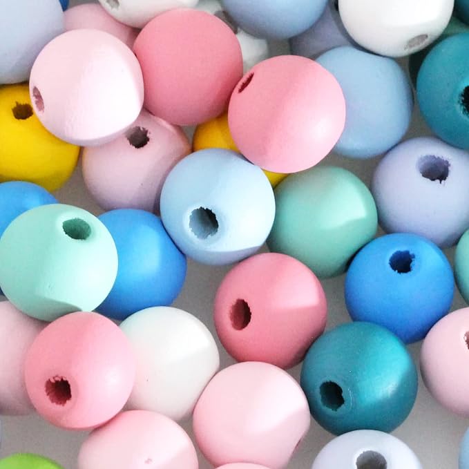 200Pcs Colorful Wood Bead, BetterJonny 16mm Round Wooden Spacer Beads Assorted - Image 7