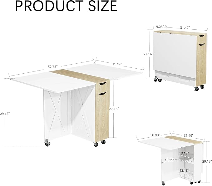 3imothrix Folding Dining Table, Small Dining Table, Space Saving Dining Table - Image 4