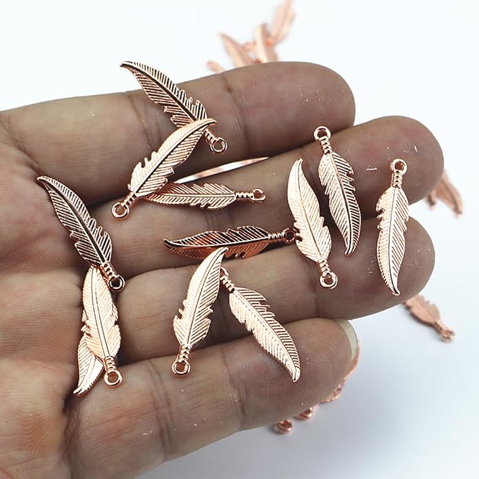 ALIMITOPIA 100pcs Alloy Feather Charms Pendants Easter Angel Wing Feather - Image 3