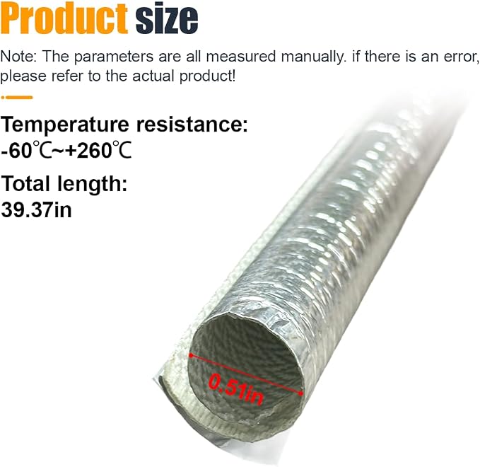 13mm - 1/2" Self Closed Aluminized Heat Shield Sleeve - 39" High Temp Heat - Image 2