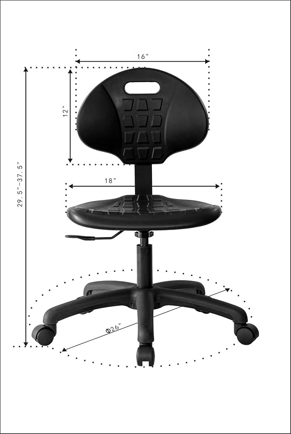 Chair Master (Low Table Chair, Standard Casters - Easy to Clean! Ergonomic Polyurethane Chair. Seat Height Range 15.5"-20.5".
