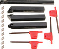 14Pcs Indexable Lathe Turning Tool 1/2"12mm,4PCS Metal Lathe Turning Tool Holders S12M-SDUCR07/SDJCR1212H07/SDNCN1212H07/SDJCL1212H07 with 10pcs DC070204 Carbide Inserts,4pcs Wrenches