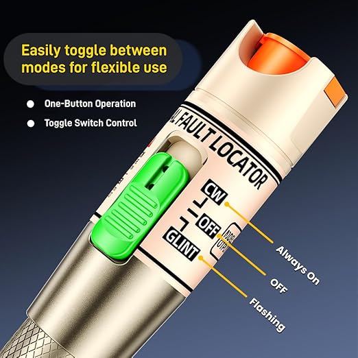 Visual Fault Locator, 30-50KM Fiber Optic Cable Tester Meter VFL Red Light Pen Light Source Testers