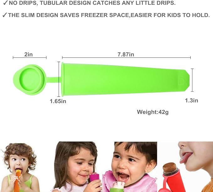 Homemade Popsicle Molds, 6 Pack Drip Free Ice Pop Molds, Pure Color | Easy - Image 6