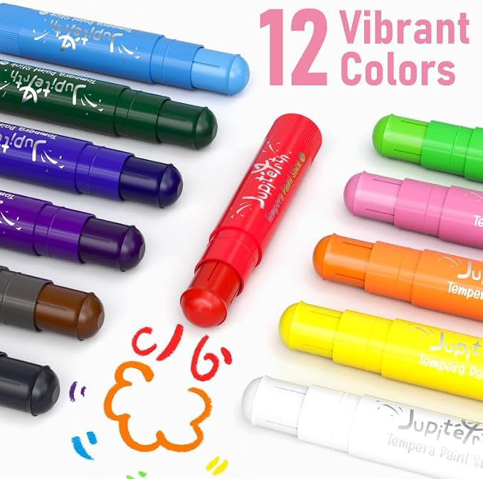 JUPITEARTH 12 Colors Tempera Paint Sticks - Image 6
